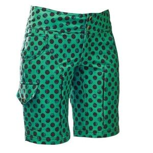 Shredly Women’s Mountain Bike Cycling Athletic Shorts Green Polka Dot Size 6